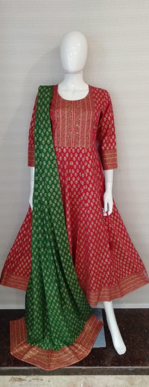 Elegance in a One-Piece Gown with Dupatta